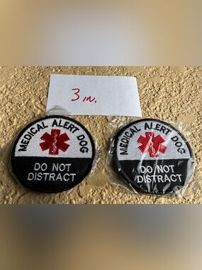 Medical Alert Do Not Distract Service Dog 2 Patches Hook / Loop Embroidered NEW